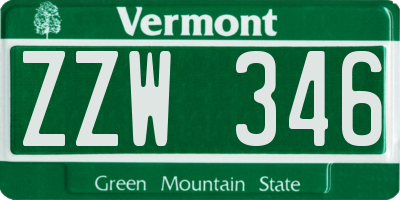 VT license plate ZZW346