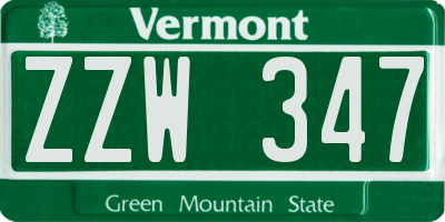 VT license plate ZZW347