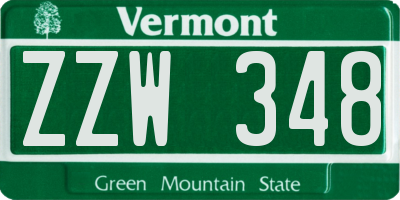 VT license plate ZZW348