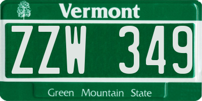VT license plate ZZW349