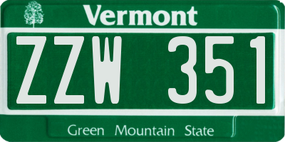 VT license plate ZZW351