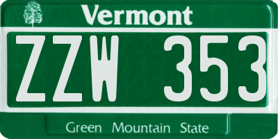 VT license plate ZZW353