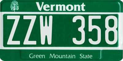 VT license plate ZZW358