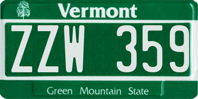 VT license plate ZZW359