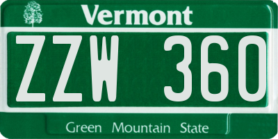 VT license plate ZZW360