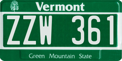 VT license plate ZZW361