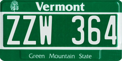 VT license plate ZZW364