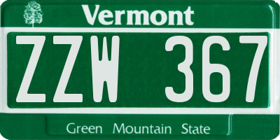 VT license plate ZZW367