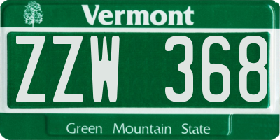 VT license plate ZZW368
