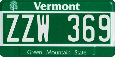 VT license plate ZZW369