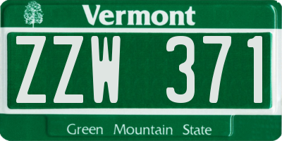 VT license plate ZZW371