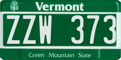VT license plate ZZW373