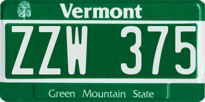 VT license plate ZZW375