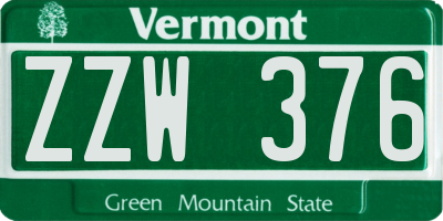 VT license plate ZZW376