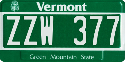 VT license plate ZZW377