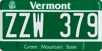 VT license plate ZZW379