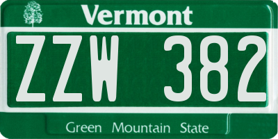 VT license plate ZZW382