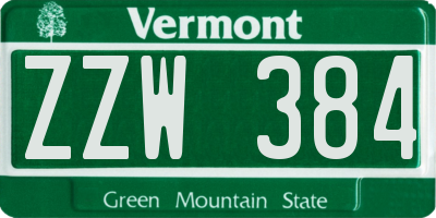 VT license plate ZZW384
