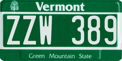 VT license plate ZZW389