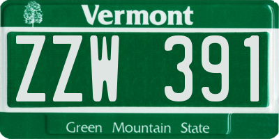 VT license plate ZZW391