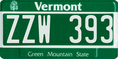 VT license plate ZZW393