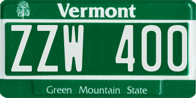 VT license plate ZZW400
