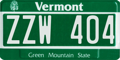 VT license plate ZZW404