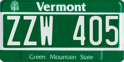 VT license plate ZZW405
