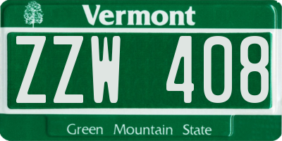 VT license plate ZZW408