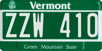 VT license plate ZZW410