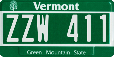 VT license plate ZZW411