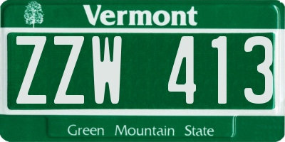 VT license plate ZZW413