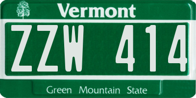 VT license plate ZZW414