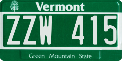 VT license plate ZZW415
