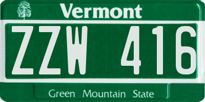 VT license plate ZZW416