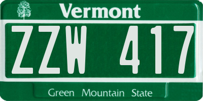 VT license plate ZZW417