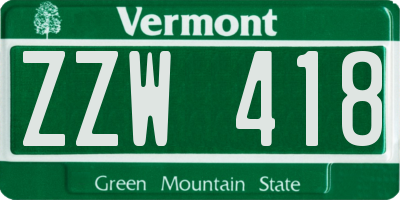 VT license plate ZZW418