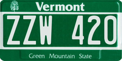 VT license plate ZZW420