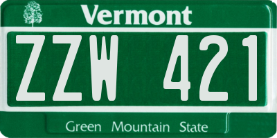 VT license plate ZZW421
