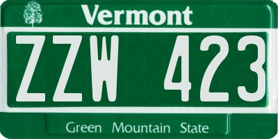 VT license plate ZZW423