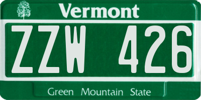 VT license plate ZZW426