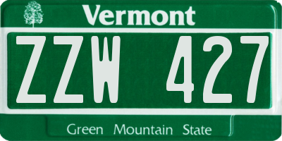 VT license plate ZZW427
