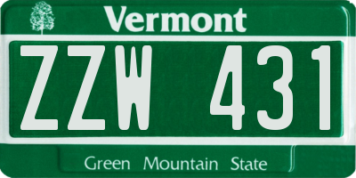 VT license plate ZZW431