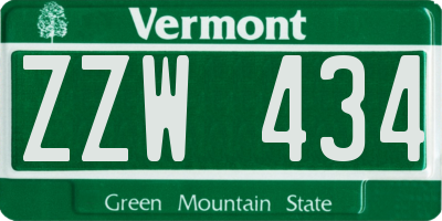 VT license plate ZZW434