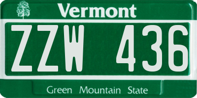 VT license plate ZZW436