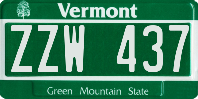 VT license plate ZZW437