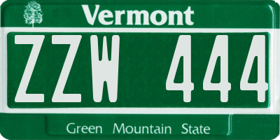 VT license plate ZZW444