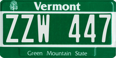 VT license plate ZZW447