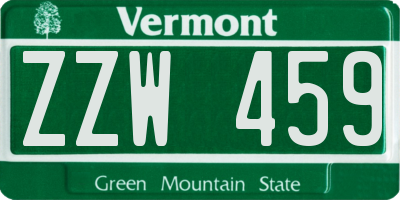 VT license plate ZZW459