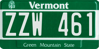 VT license plate ZZW461